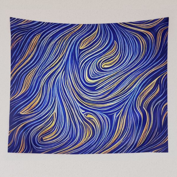 Item preview, Gold and blue waves designed and sold by CallaCoralia.