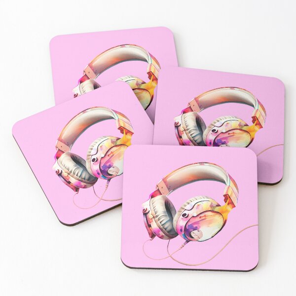 Item preview, Pink Music Headphones, Watercolour Artwork designed and sold by KOTOdesign.