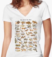 Wild Cats of the World Women's Fitted V-Neck T-Shirt