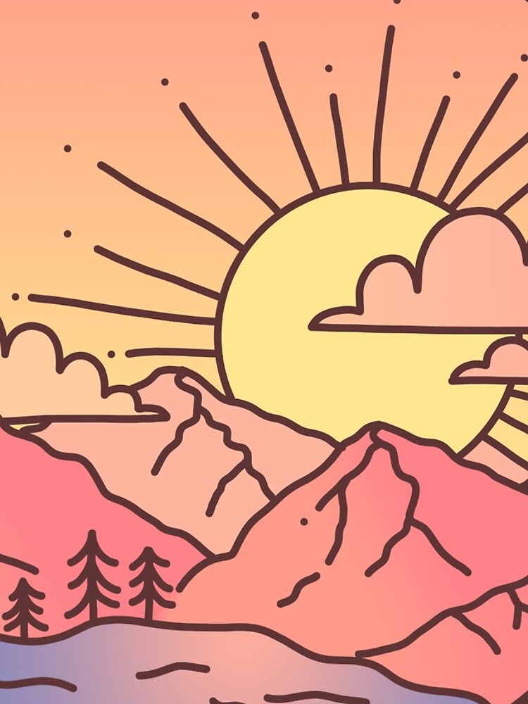 Aperçu 4 sur 4. Coque iPhone avec l'œuvre Sunset Mountains créée et vendue par hellobubblegum.
