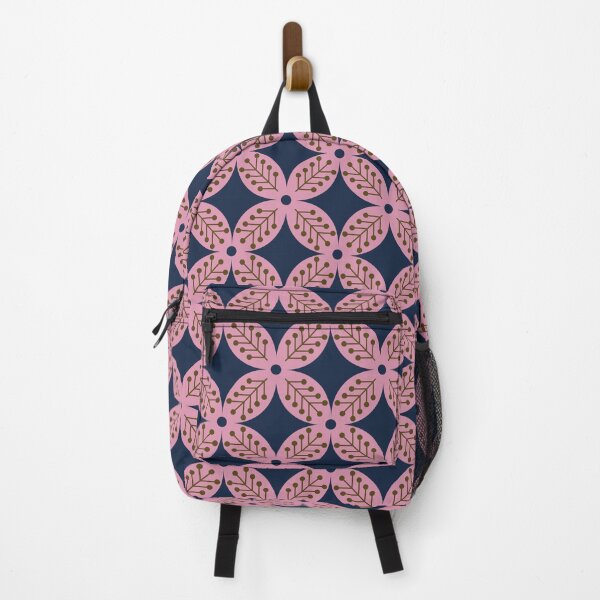 Item preview, Flowers and leaves geometric pattern- blue, pink and olive designed and sold by IlustraDeni.