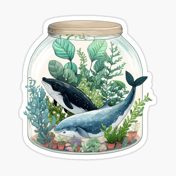 Item preview, Two Whales Inside Terrarium Full Of Plants  designed and sold by larfly.