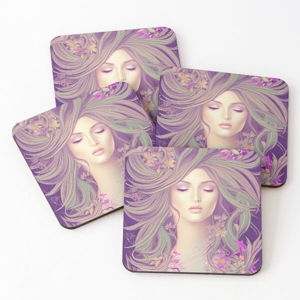 Item preview, Gorgeous Woman Flowing Hair with Flowers designed and sold by BellaEstela.