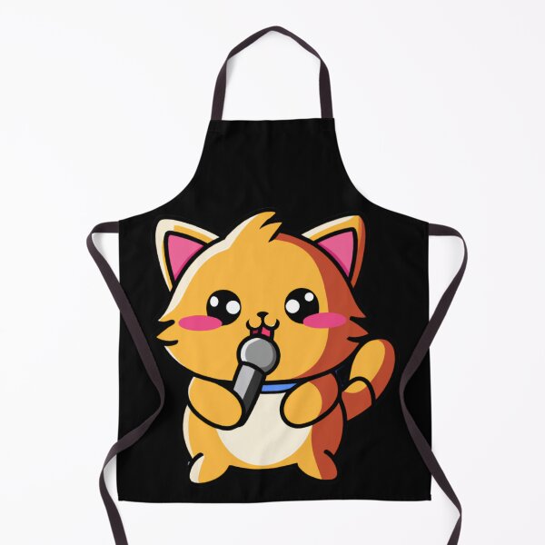 Item preview, Cute Colorful Funny Japanese Anime Kawaii Cat Singing With A Microphone designed and sold by FunnyCatsFam.