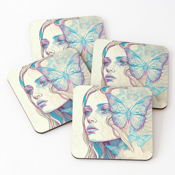Item preview, Butterfly Girl Pattern | Pastel Butterfly Girl | Hippie Girl | Dyed Hair Girl | Kawaii Girl | high resolution designed and sold by Synthetic-Intel.