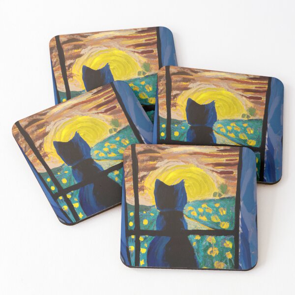 Item preview, Cat Watching Sunset designed and sold by T- VIbes ⭐ ⭐ ⭐ ⭐ ⭐.