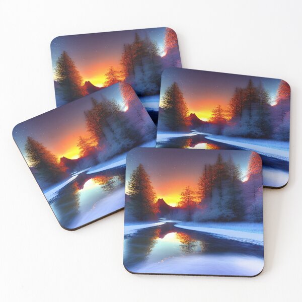 Item preview, Stunning Sunrise on a Snowy Creek: A Winter Landscape designed and sold by FreeSpirit-Shop.