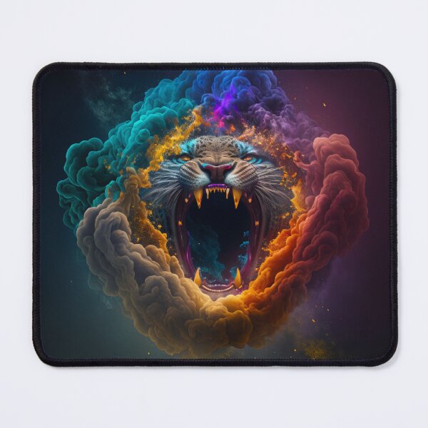 Item preview, Jaguar Head with cloud of Rainbow Smoke designed and sold by AdamesArtStudio.