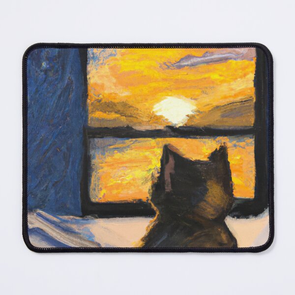 Item preview, Cat Watching Sunset designed and sold by T- VIbes ⭐ ⭐ ⭐ ⭐ ⭐.