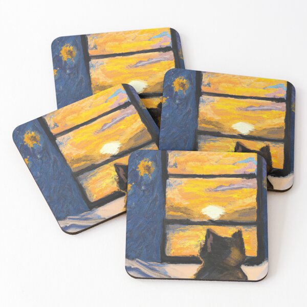 Item preview, Cat Watching Sunset designed and sold by T- VIbes ⭐ ⭐ ⭐ ⭐ ⭐.