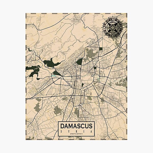 Aperçu de l'œuvre Plan de la ville de Damas de Syrie - Vintage créée et vendue par deMAP.