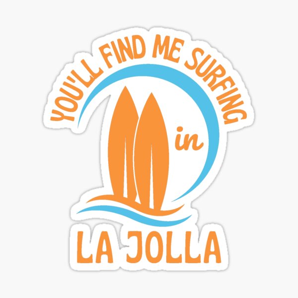 Item preview, Rétro années 70, vous me trouverez en train de surfer à La Jolla en Californie (texte orange) designed and sold by SurfingLocales.