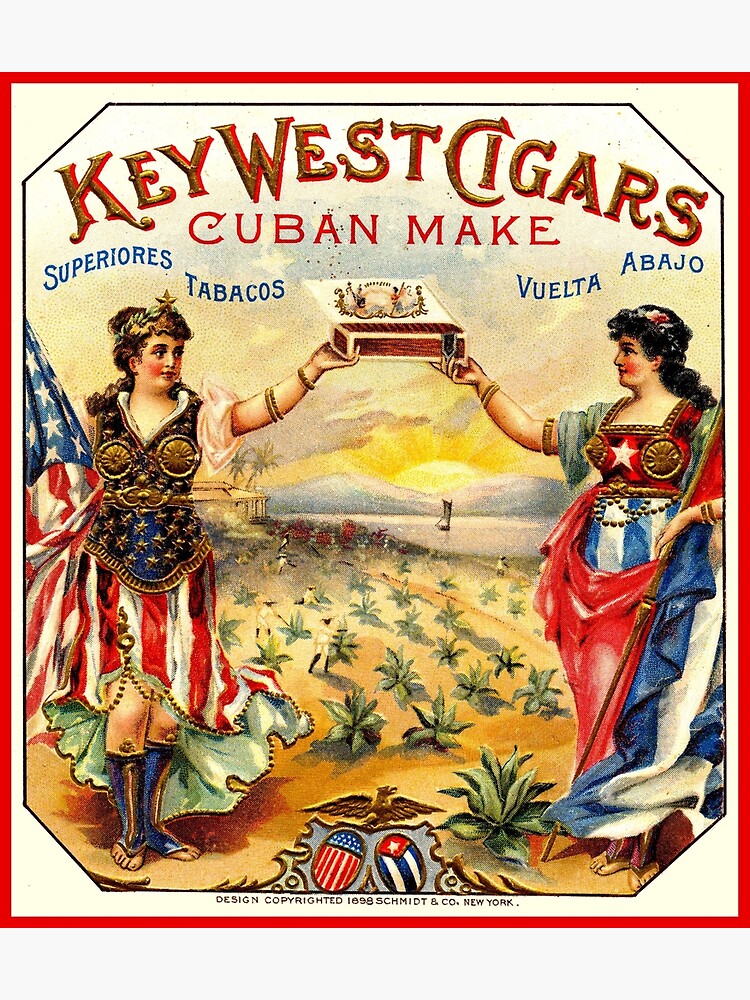Discover KEY WEST CIGARS : Vintage 1898 Cuban Advertising Print Premium Matte Vertical Poster