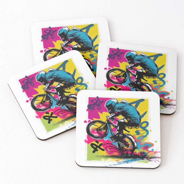 Item preview, The graphic design captures the adrenaline and energy of a BMX rider as they soar through the air, executed in a bold street art style, appealing to fans of BMX and urban biking culture. designed and sold by TourDePassion.