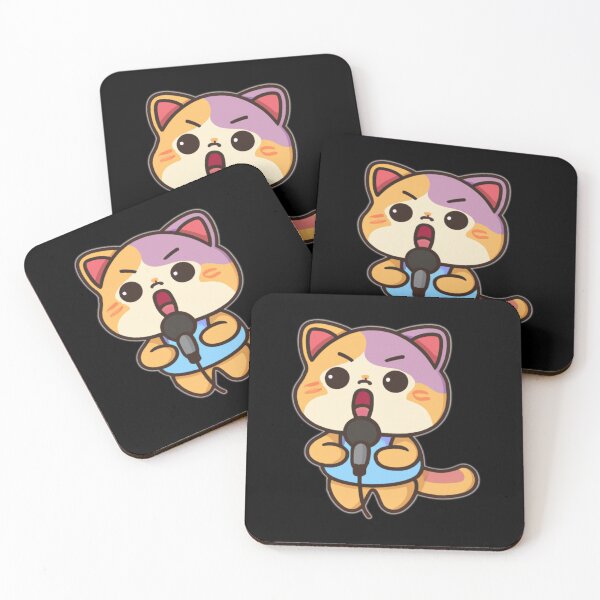 Item preview, Cute Colorful Funny Japanese Anime Kawaii Cat Singing With A Microphone designed and sold by FunnyCatsFam.