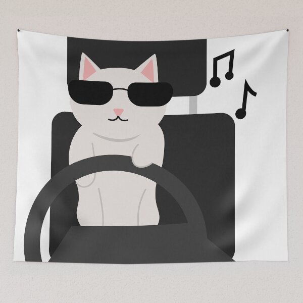 Item preview, Vibin' in the car cat designed and sold by Ilenia Maietta.