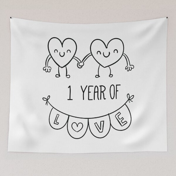 Item preview, Doodle Hearts 1st Anniversary - 1 Year of Love designed and sold by CuteTrendyFinds.