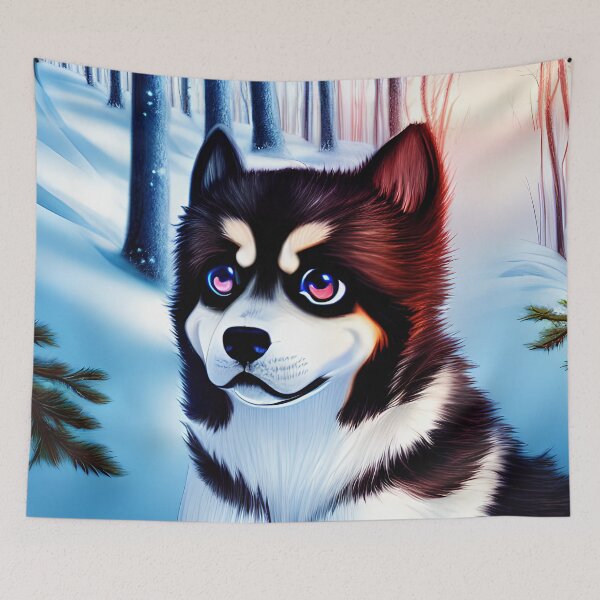 Item preview, Cute Anime Dog Enjoying the Winter Forest designed and sold by FreeSpirit-Shop.