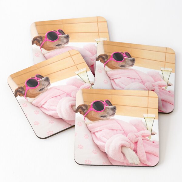Item preview, Dog in pink bathrobe designed and sold by Batartiste.