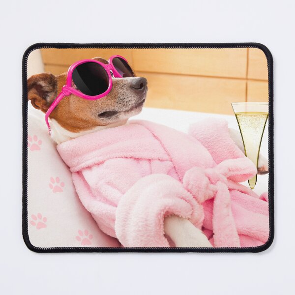 Item preview, Dog in pink bathrobe designed and sold by Batartiste.