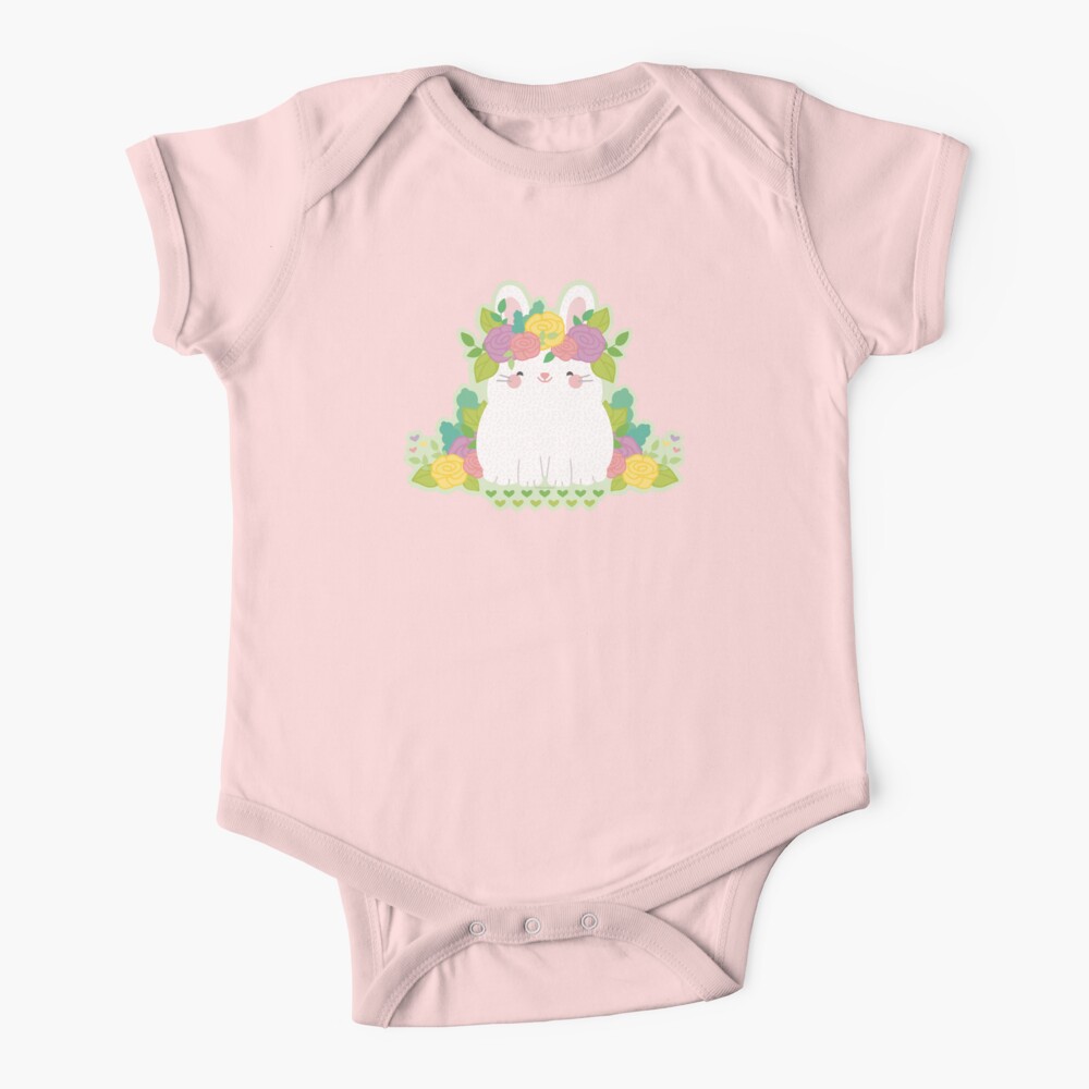 Pastel Bunny Flower Arrangement Spring Easter Garden Baby One-Piece