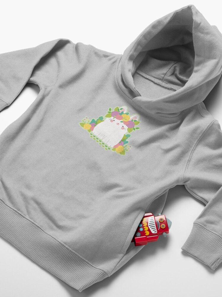 Alternate view of Pastel Bunny Flower Arrangement Spring Easter Garden Toddler Pullover Hoodie