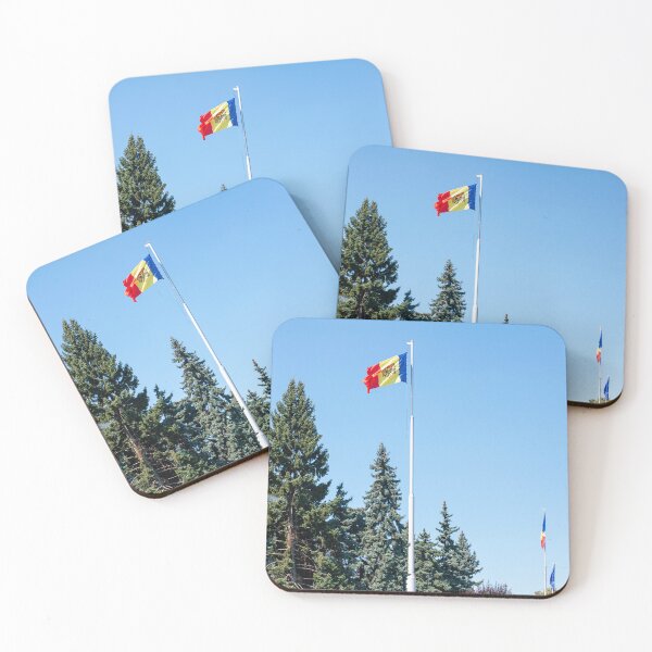Item preview, A flagpole with the Moldovan flag near the trees. designed and sold by ChernivtsiSkoda.