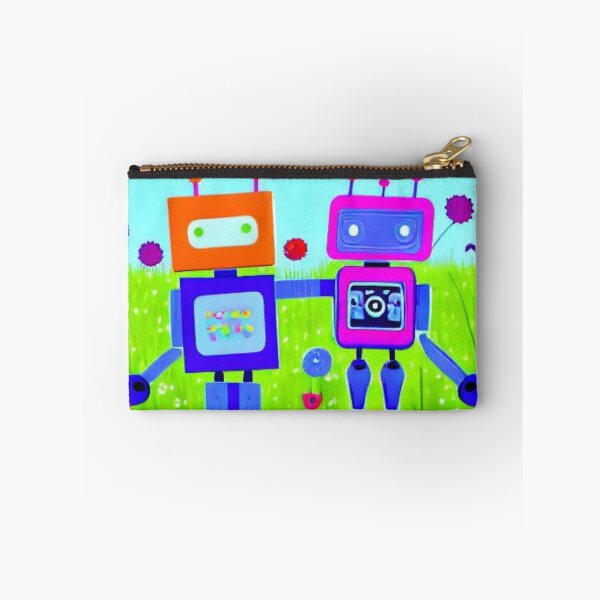 Item preview, Robot Friends Together in a Field of Wild Flowers designed and sold by HanaiPrint.