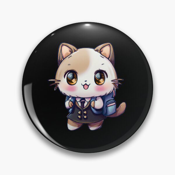 Item preview, Cute Colorful Funny Japanese Anime Kawaii Cat Student in a School Uniform and Carrying a Backpack  designed and sold by FunnyCatsFam.