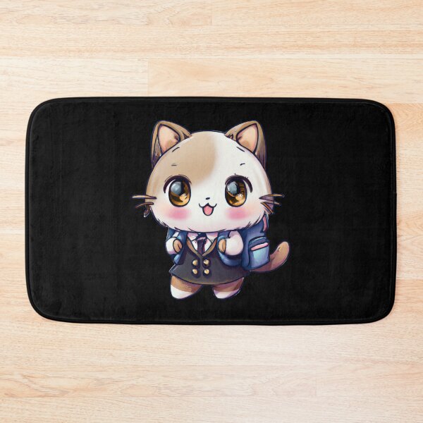 Item preview, Cute Colorful Funny Japanese Anime Kawaii Cat Student in a School Uniform and Carrying a Backpack  designed and sold by FunnyCatsFam.