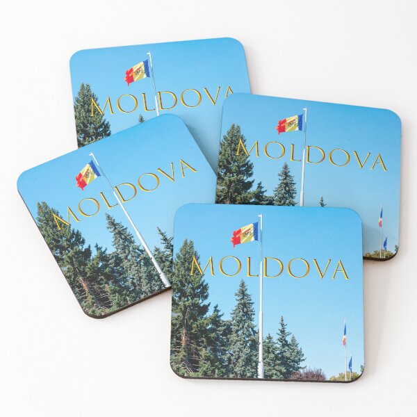 Item preview, A flagpole with the Moldovan flag near the trees and with the inscription "Moldova". designed and sold by ChernivtsiSkoda.