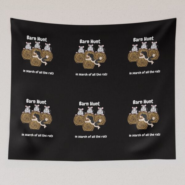 Item preview, Funny Barn Hunt - in search of all the rats with a black & white cavalier king charles spaniel dog designed and sold by Just4doglovers.