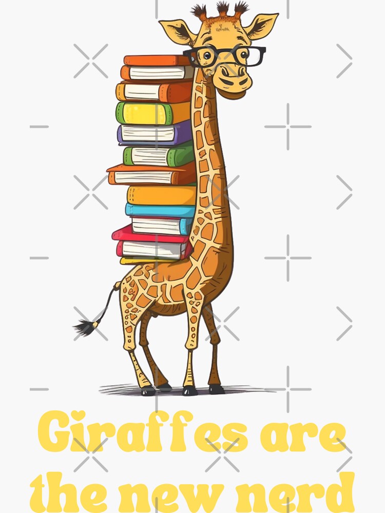 "Reading giraffe bookish Giraffes are the new nerd" Sticker for Sale