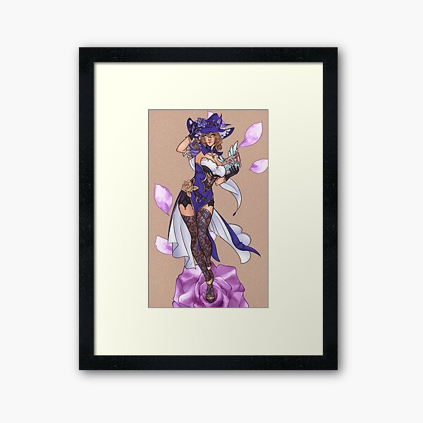 Lisa Genshin Impact Witch of the Purple Rose Framed Art Print