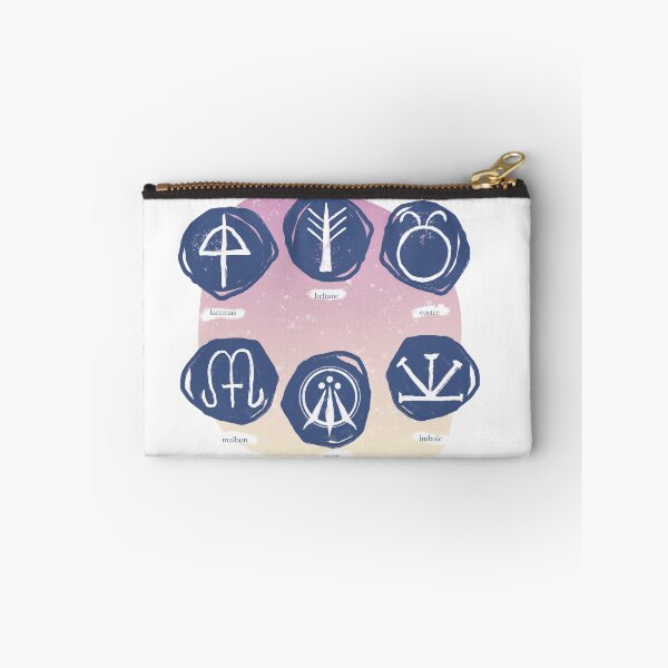 Item preview, Celtic Symbols in Blue and White with peach gradient background. designed and sold by lcsmithdesigns.