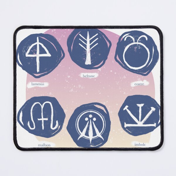 Item preview, Celtic Symbols in Blue and White with peach gradient background. designed and sold by lcsmithdesigns.
