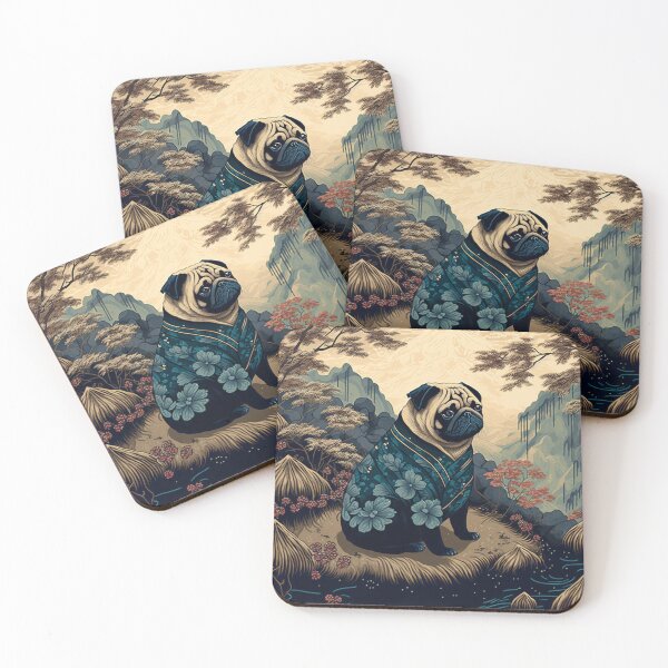 Item preview, Ukiyo-e pug in kimono designed and sold by kamionari.