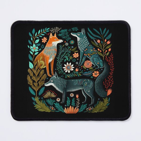 Item preview, Three Folksy Funky Foxes Grooving With Thriving Fauna designed and sold by AllFolkedUp.