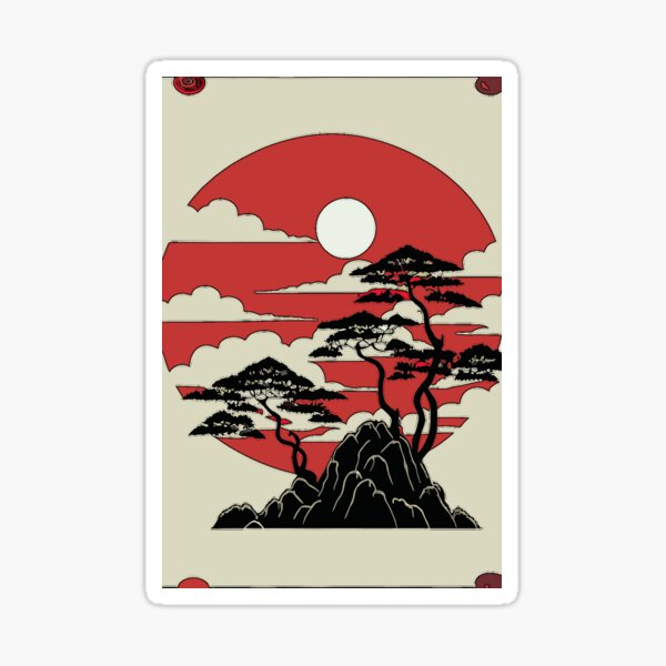 Mountain. Oriental illustration Sticker