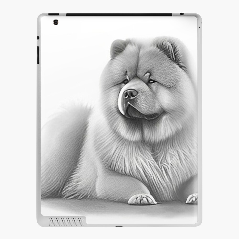 Dessin au crayon Chow Chow noir et blanc Poster