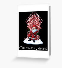 Christmas Is Coming Santa Candy Cane Throne T-Shirt Greeting Card