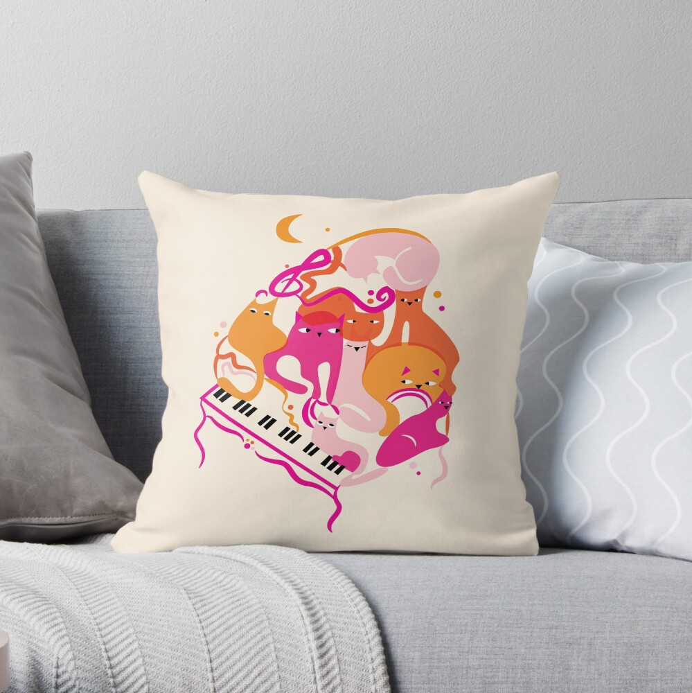 Jazz Cats Throw Pillow