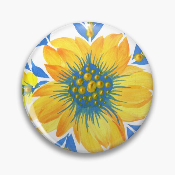 Item preview, Ukrainian art Petrykivka art Ukrainian interesting blue-yellow flowers designed and sold by Sunflower-7.