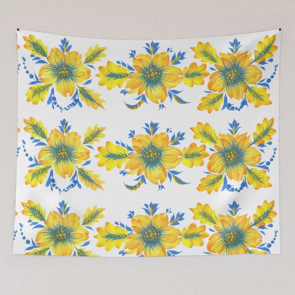 Item preview, Ukrainian art Petrykivka art Ukrainian interesting blue-yellow flowers designed and sold by Sunflower-7.