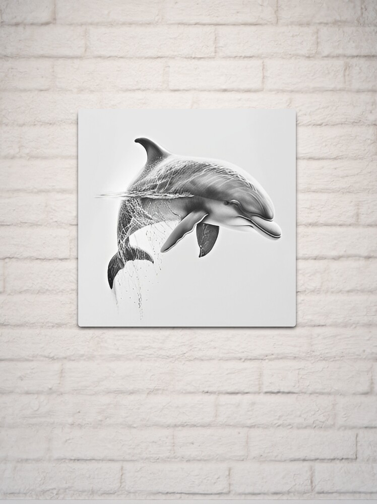 Black and white Dolphin pencil drawing Poster for Sale by Pencil-Art