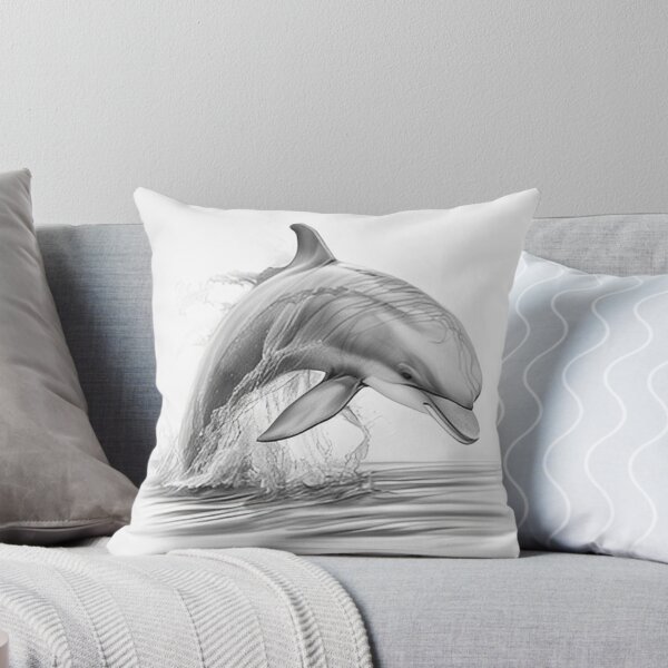 Item preview, Black and white Dolphin pencil drawing designed and sold by Pencil-Art.