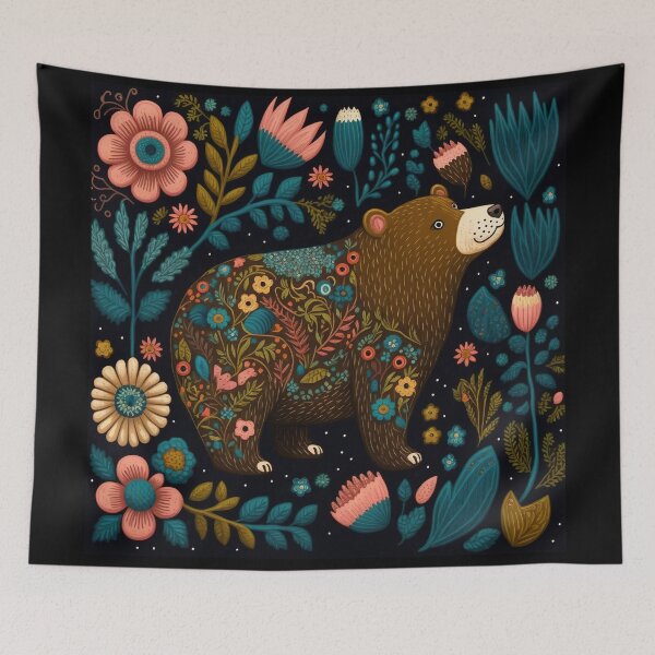 Item preview, Beautiful Big Bear Bustling Amongst Blooms and Blossoms designed and sold by AllFolkedUp.
