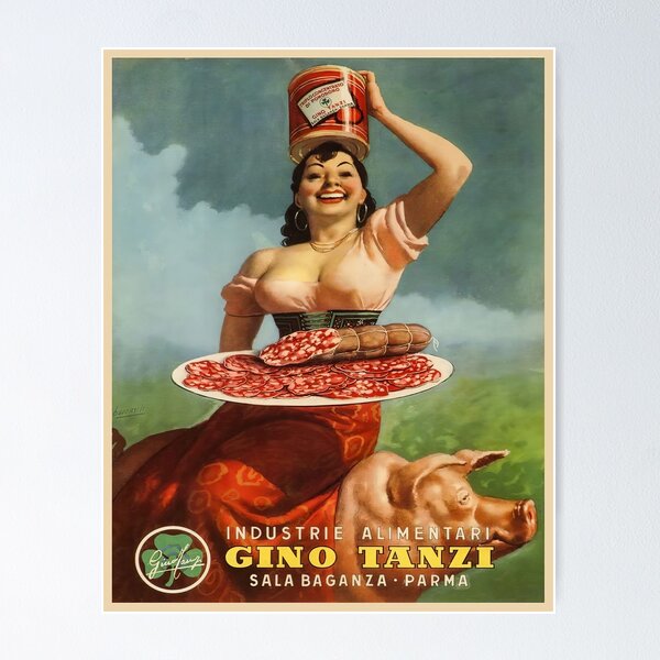 Item preview, Vintage Italian Salami and meats ad designed and sold by Glimmersmith.