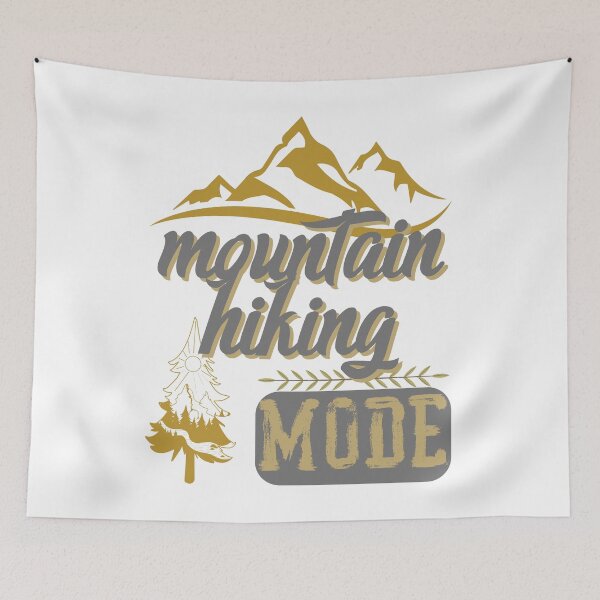Item preview, mountain hiking mode, forest river sun inside tree pine designed and sold by movie-popcorn.