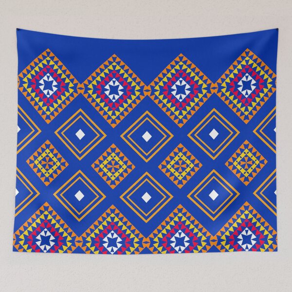 Item preview, Shapes on a blue background pattern  designed and sold by lalylaura.